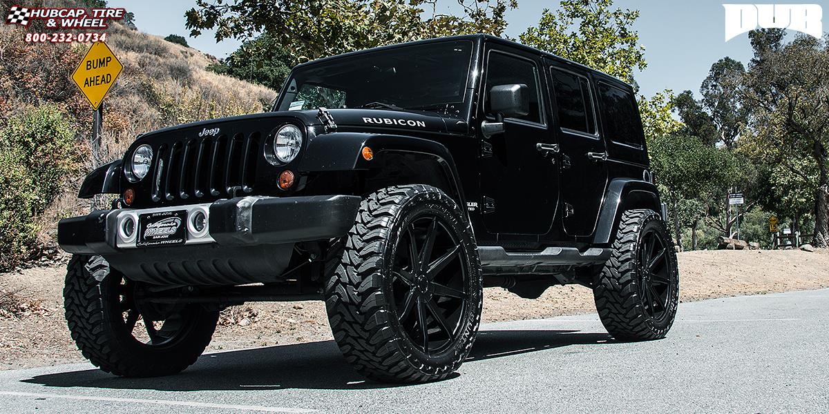 vehicle gallery/jeep wrangler dub push s110  Gloss Black wheels and rims